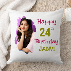 Personalized Birthday Photo Cushion for Her