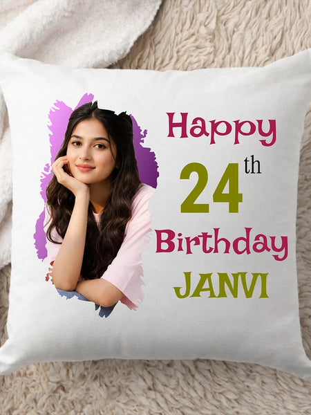 Personalized Birthday Photo Cushion for Her