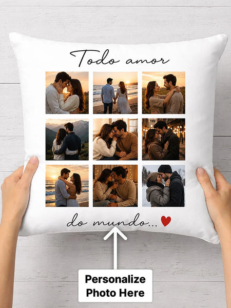 Personalized Couple Photo Cushion Cover | Custom Romantic Memory Pillow Gift for Couples, Husband & Wife - 10x10
