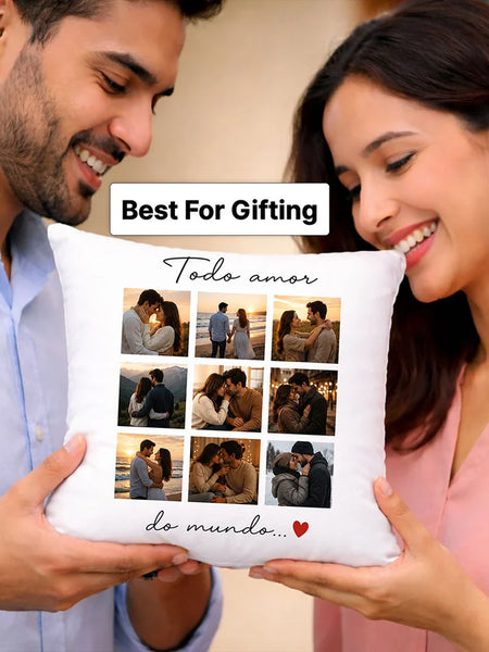 Personalized Couple Photo Cushion Cover | Custom Romantic Memory Pillow Gift for Couples, Husband & Wife - 10x10