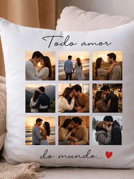 Personalized Couple Photo Cushion Cover | Custom Romantic Memory Pillow Gift for Couples, Husband & Wife - 10x10