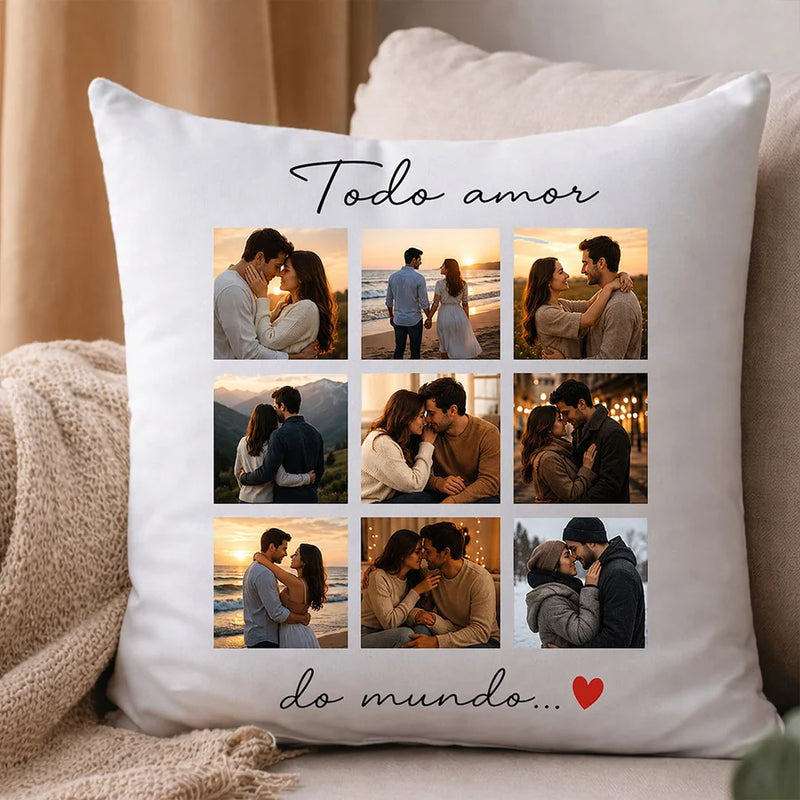 Personalized Couple Photo Cushion Cover | Custom Romantic Memory Pillow Gift for Couples, Husband & Wife - 10x10