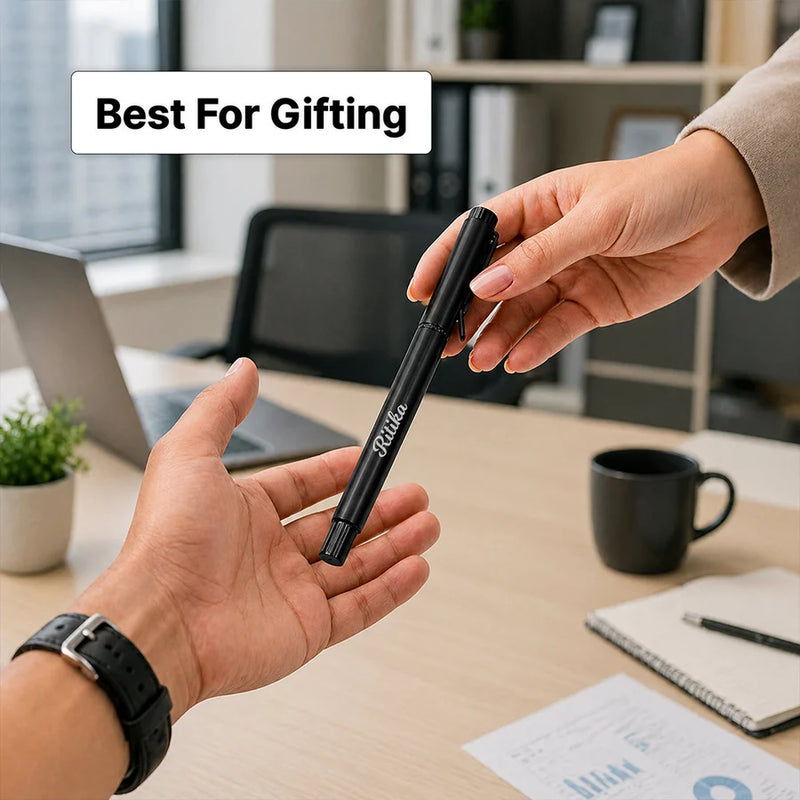 Personalized Black Pen | Sleek Writing Gift for Professionals & Students