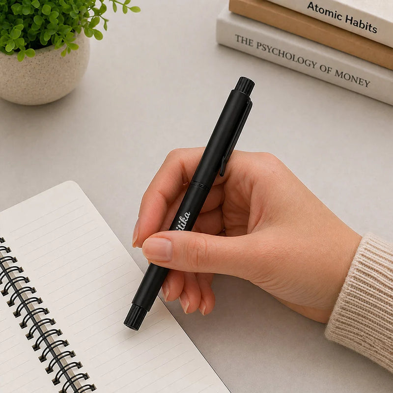 Personalized Black Pen | Sleek Writing Gift for Professionals & Students
