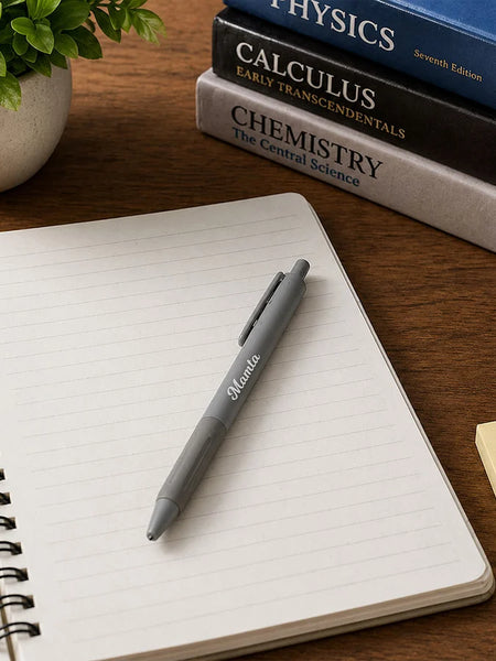 Personalized Grey Name Pen | Elegant Writing Gift for Professionals & Students