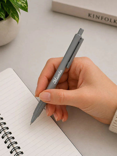 Personalized Grey Name Pen | Elegant Writing Gift for Professionals & Students
