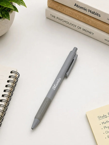 Personalized Grey Name Pen | Elegant Writing Gift for Professionals & Students
