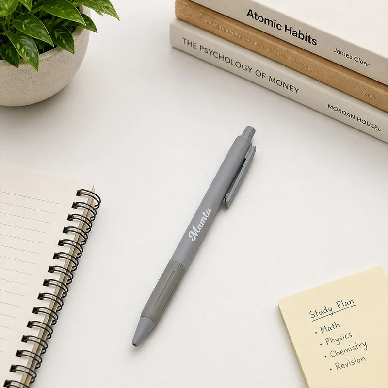 Personalized Grey Name Pen | Elegant Writing Gift for Professionals & Students
