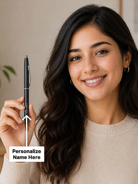 Personalized Black Pen with Silver Tip| Premium Writing Gift for Professionals
