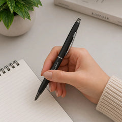 Personalized Black Pen with Silver Tip| Premium Writing Gift for Professionals