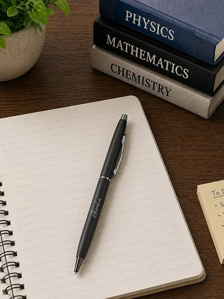 Personalized Black Pen with Silver Tip| Premium Writing Gift for Professionals