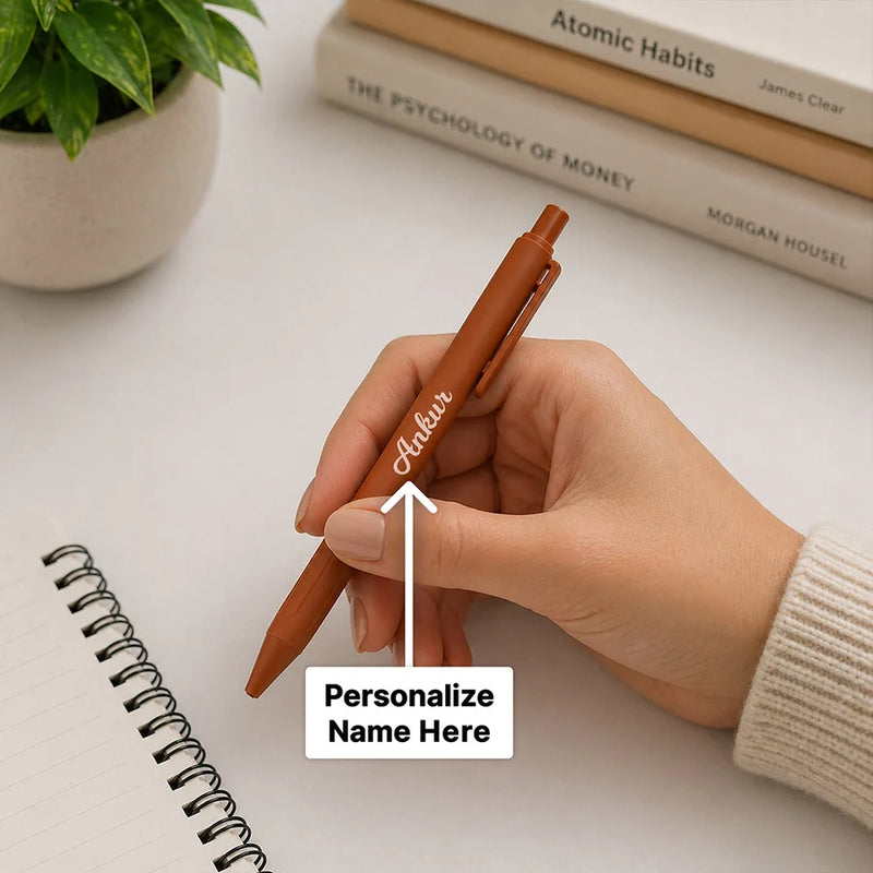 Personalized Tan Brown Pen| Elegant Writing Gift for Daily Use