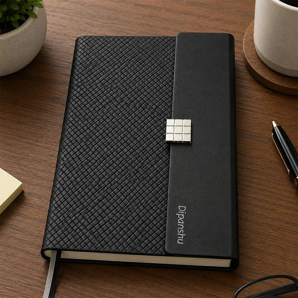 A5 Woven Vegan Leather Diary – Personalized with Name