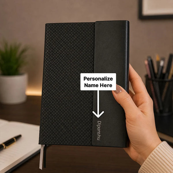 A5 Woven Vegan Leather Diary – Personalized with Name
