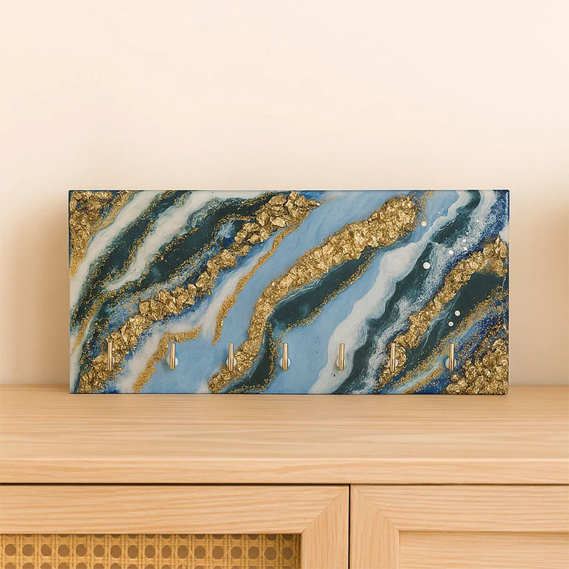 Luxury Resin Key Holder Wall Art – 7 Hooks