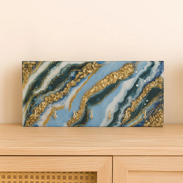 Luxury Resin Key Holder Wall Art – 7 Hooks
