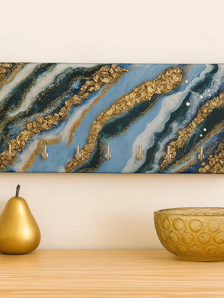 Luxury Resin Key Holder Wall Art – 7 Hooks