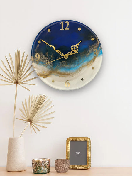 Blue & Gold Resin Wall Clock
