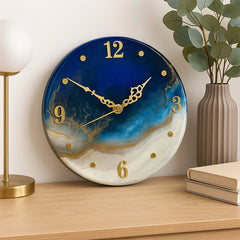 Blue & Gold Resin Wall Clock
