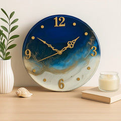 Blue & Gold Resin Wall Clock