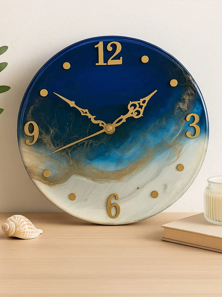 Blue & Gold Resin Wall Clock