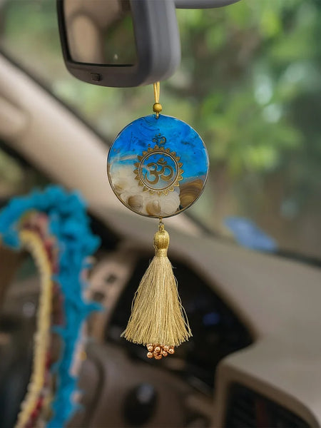 Blue & Gold Om Resin Car Hanger