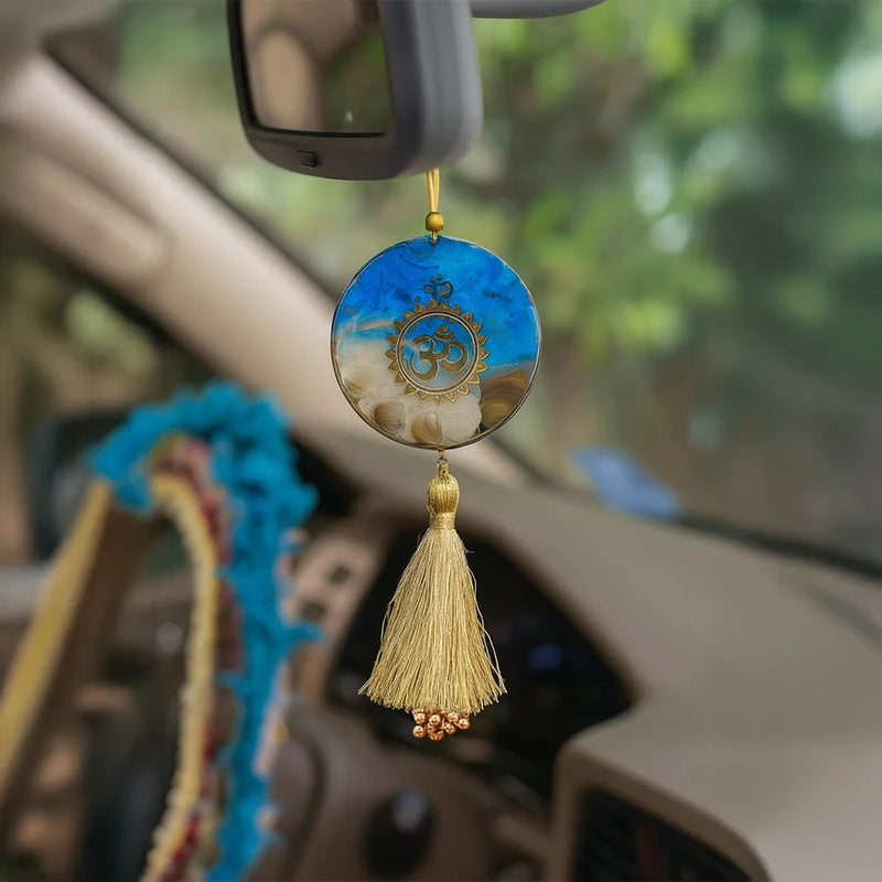Blue & Gold Om Resin Car Hanger