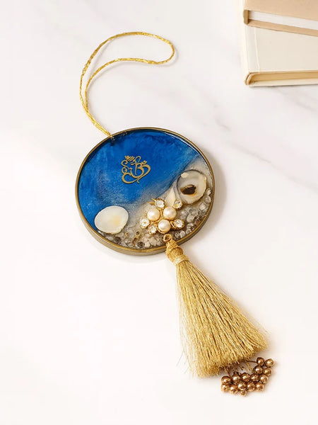 Blue & Gold Om Resin Car Hanger