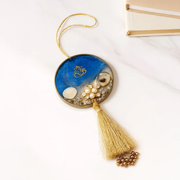 Blue & Gold Om Resin Car Hanger