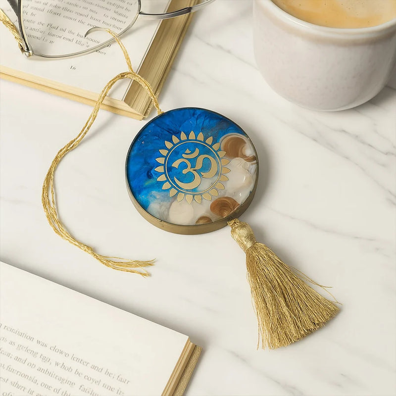 Blue & Gold Om Resin Car Hanger