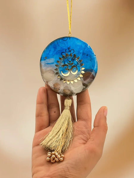 Blue & Gold Om Resin Car Hanger