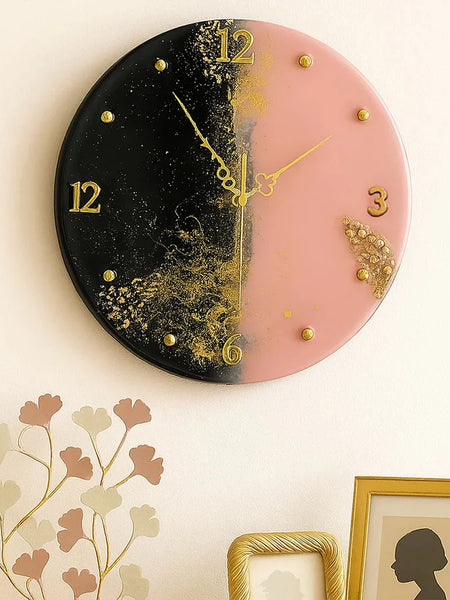 Pink & Black Dual-Tone Resin Wall Clock