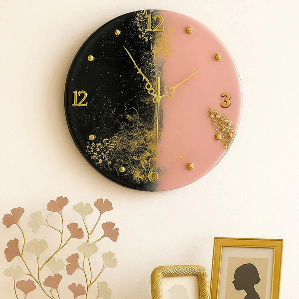 Pink & Black Dual-Tone Resin Wall Clock