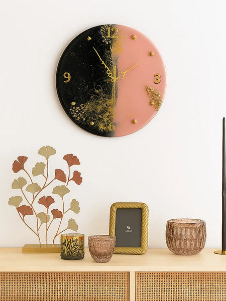 Pink & Black Dual-Tone Resin Wall Clock