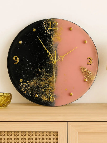 Pink & Black Dual-Tone Resin Wall Clock