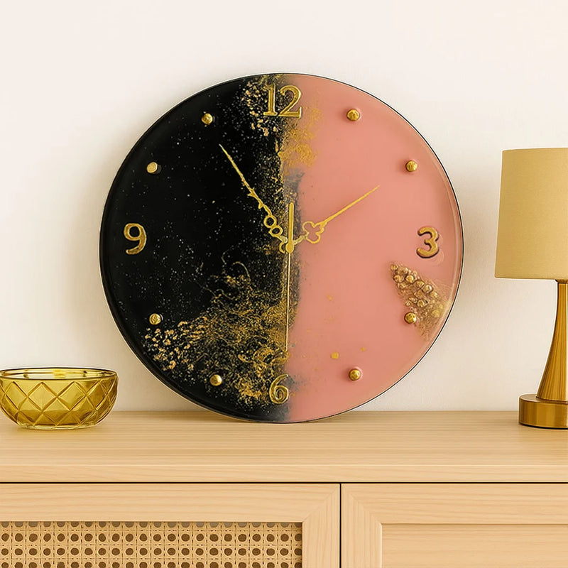 Pink & Black Dual-Tone Resin Wall Clock