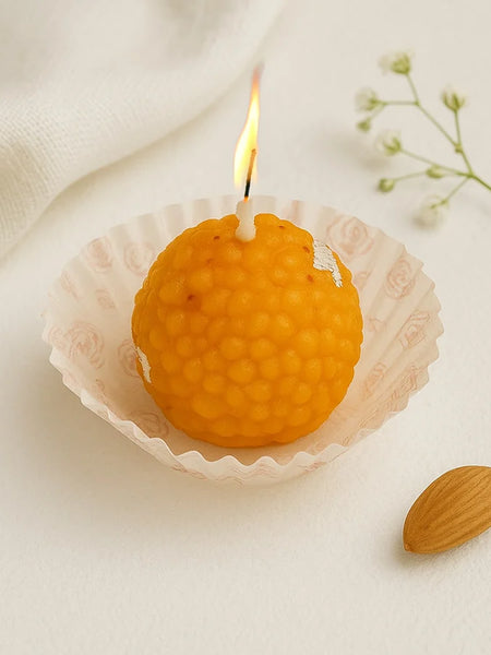 Motichoor Ladoo Shaped Candle- 4pc