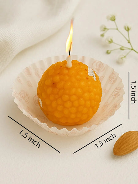 Motichoor Ladoo Shaped Candle- 4pc