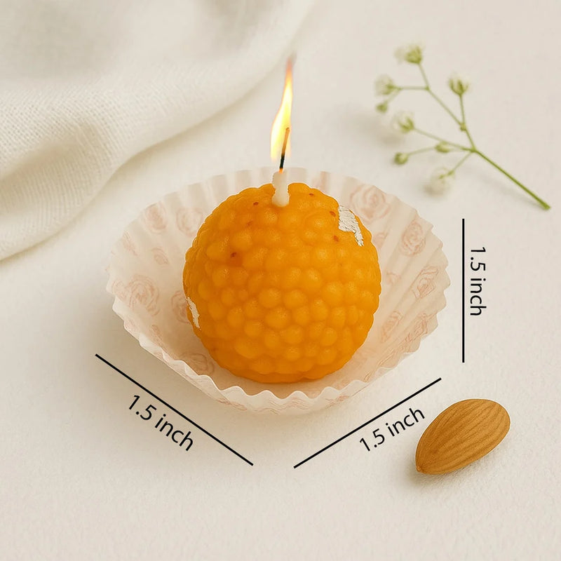 Motichoor Ladoo Shaped Candle- 4pc