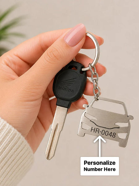 Personalized Car Shape Metal Keychain | Premium Stainless Steel Car Key Holder | Standard Size