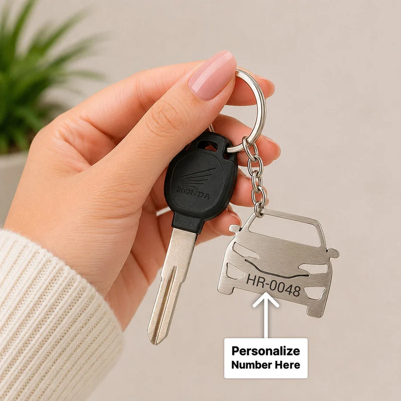 Personalized Car Shape Metal Keychain | Premium Stainless Steel Car Key Holder | Standard Size