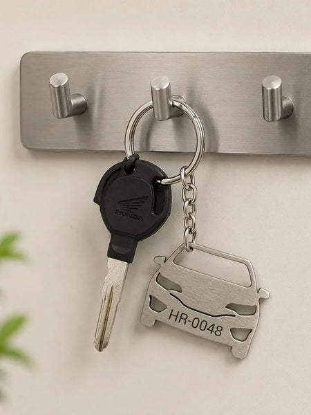Personalized Car Shape Metal Keychain | Premium Stainless Steel Car Key Holder | Standard Size