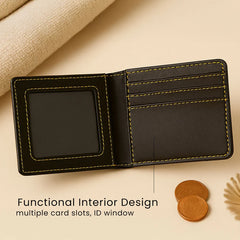 Personalized Classic Black Leather Wallet With Name