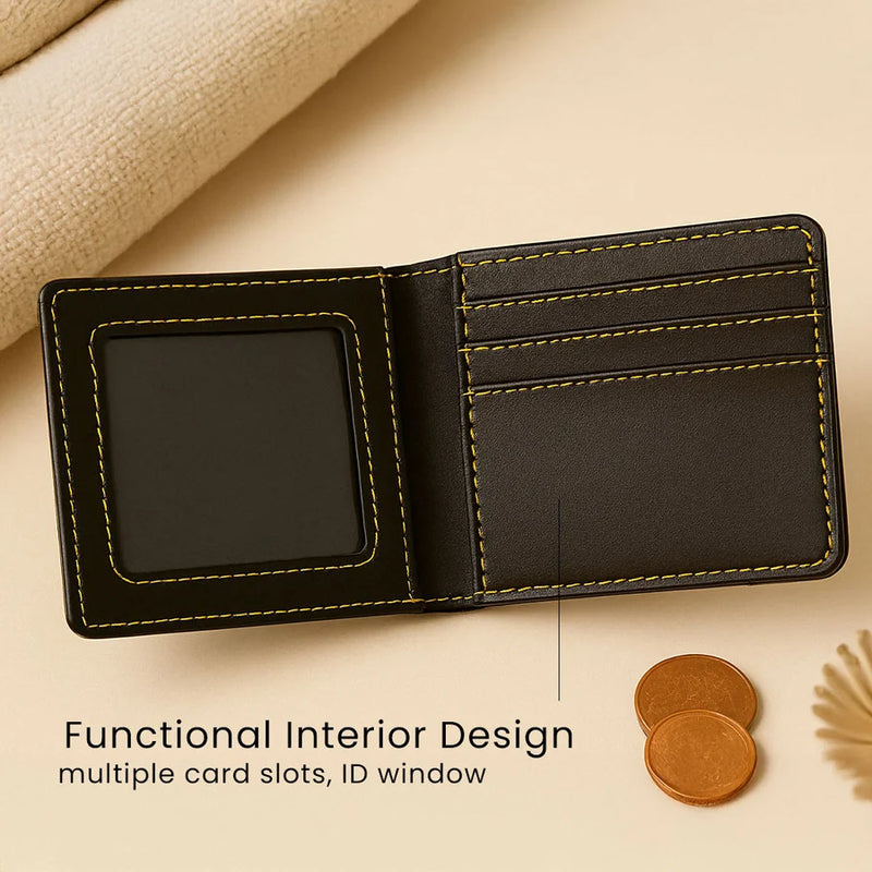 Personalized Classic Black Leather Wallet With Name