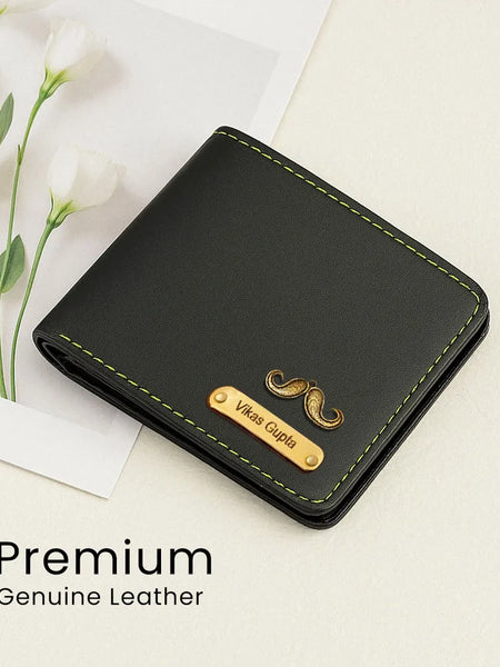 Personalized Classic Black Leather Wallet With Name