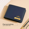 Personalized Classic Blue Leather Wallet With Name