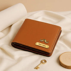 Personalized Classic Tan Leather Wallet With Name
