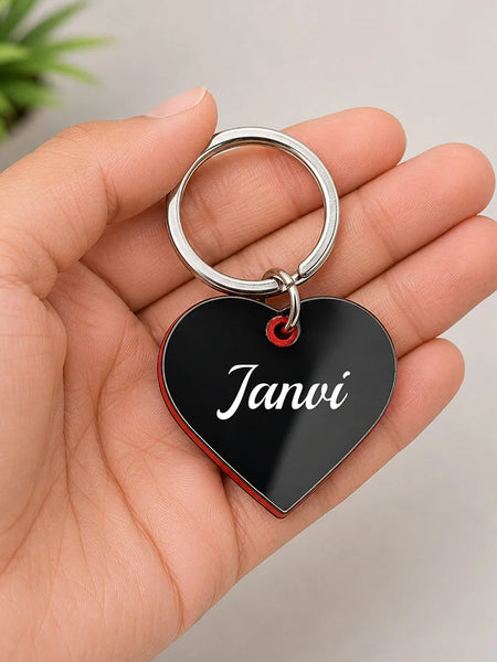 Personalized Heart Metal Name Keychain | Romantic Personalized Gift