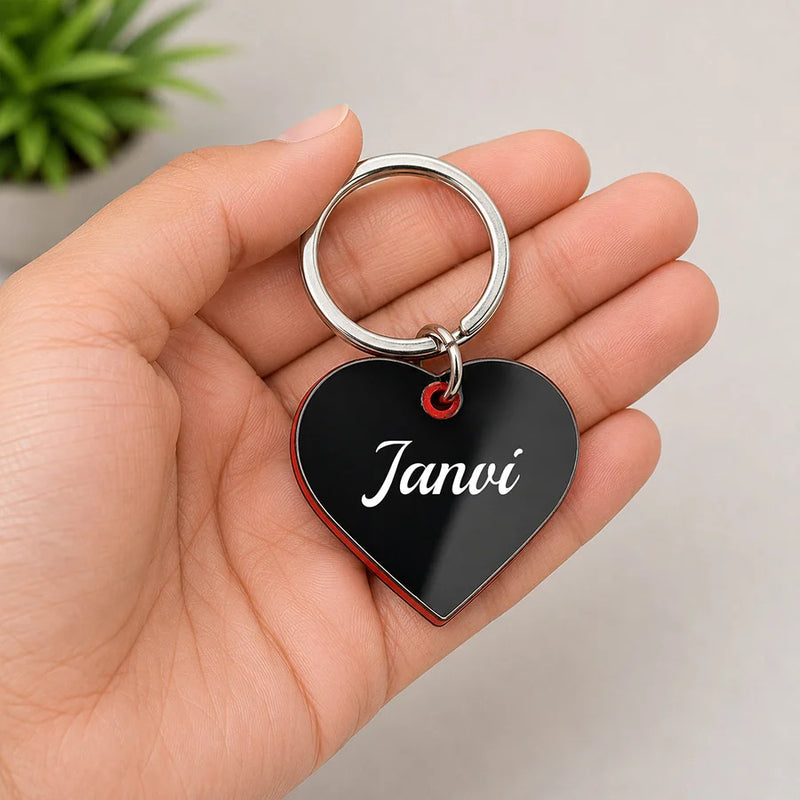 Personalized Heart Metal Name Keychain | Romantic Personalized Gift