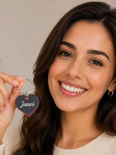 Personalized Heart Metal Name Keychain | Romantic Personalized Gift